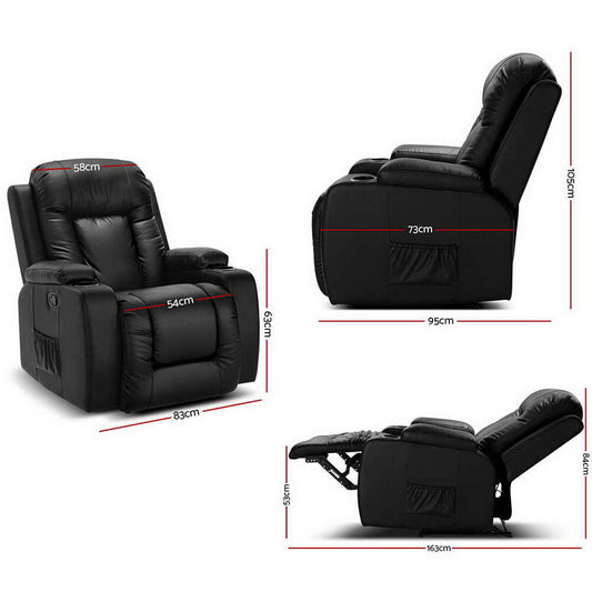 Electric Massage Chair Relieve Stress and Muscle Tension with Heat and Luxury Leather SIzes and Dimensions