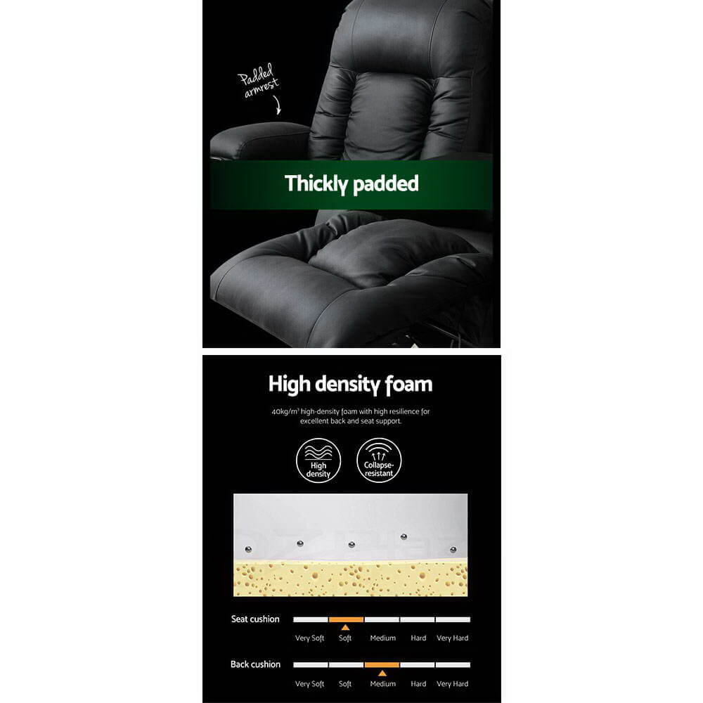 Armchair Massage Recliner Enhance Wellness and Comfort with Electric Heat and Leather