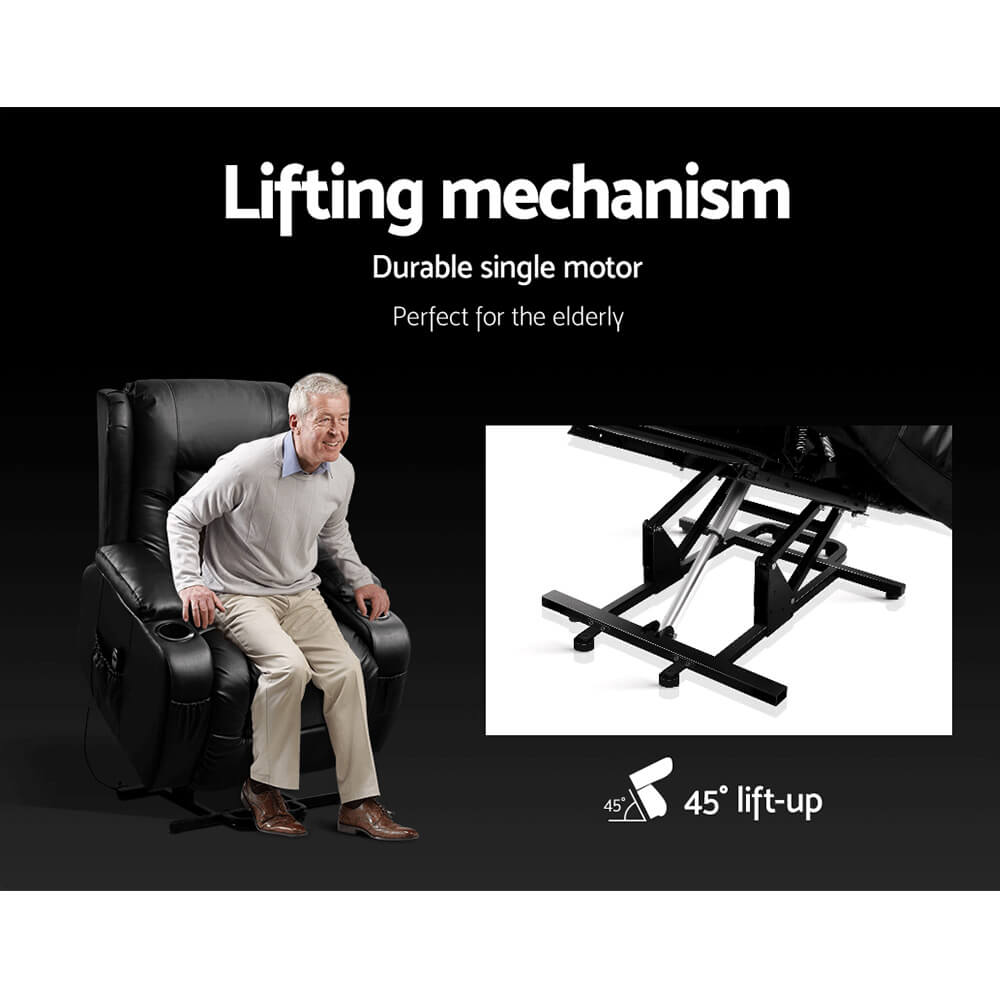 Artiss Electric Recliner Massage Chair Lift Motor, Heating, Soft Fabric Upholstery Perfect for Relaxation and Rejuvenation