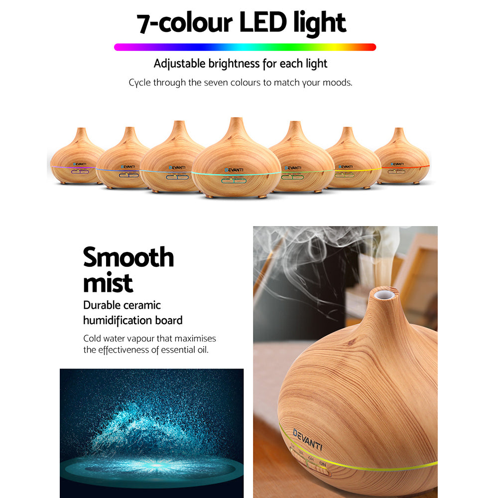 Devanti Aroma Diffuser 4-in-1 Light Wood Grain