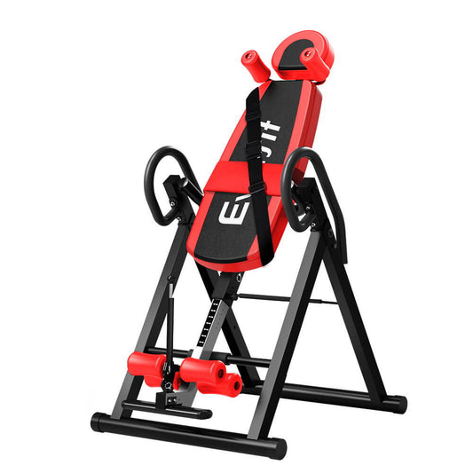 Relieve Back Pain and Improve Flexibility Everfit Inversion Table, Gravity Stretcher Inverter, Red, Adjustable Angle, Durable Steel Frame, Extra-Wide Backrest