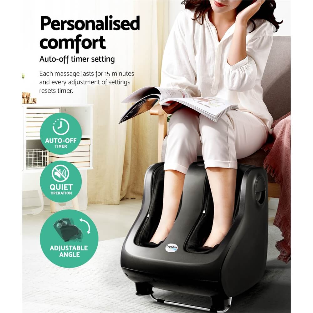 Ultimate Foot & Leg Care Livemor Foot Massager Shiatsu Massage for Ankles, Calves, Feet, 8 Massage Discs, In-Built Roller, Portable Design, Adjustable Angle