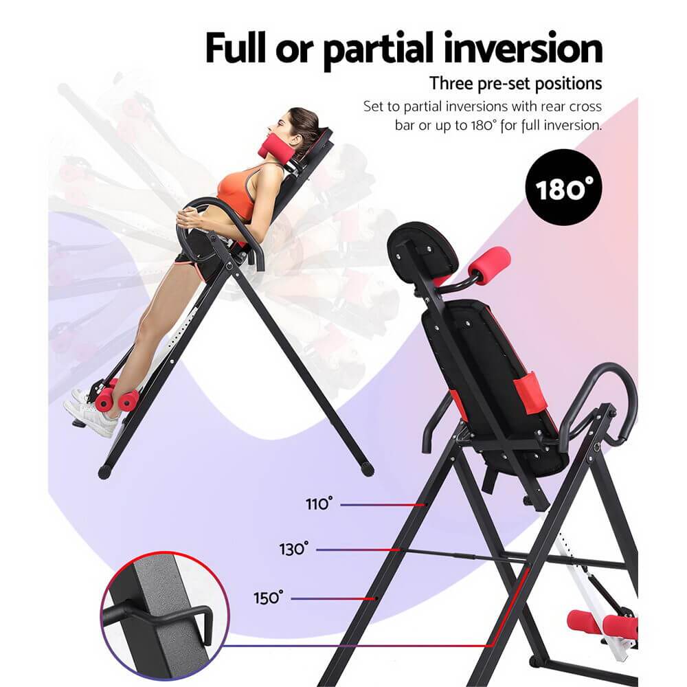 Durable Construction for Long-Term Use Everfit Inversion Table, Home Gym Fitness Stretcher Inverter, Black, Industrial-Strength Frame, Maximum Weight 120kg