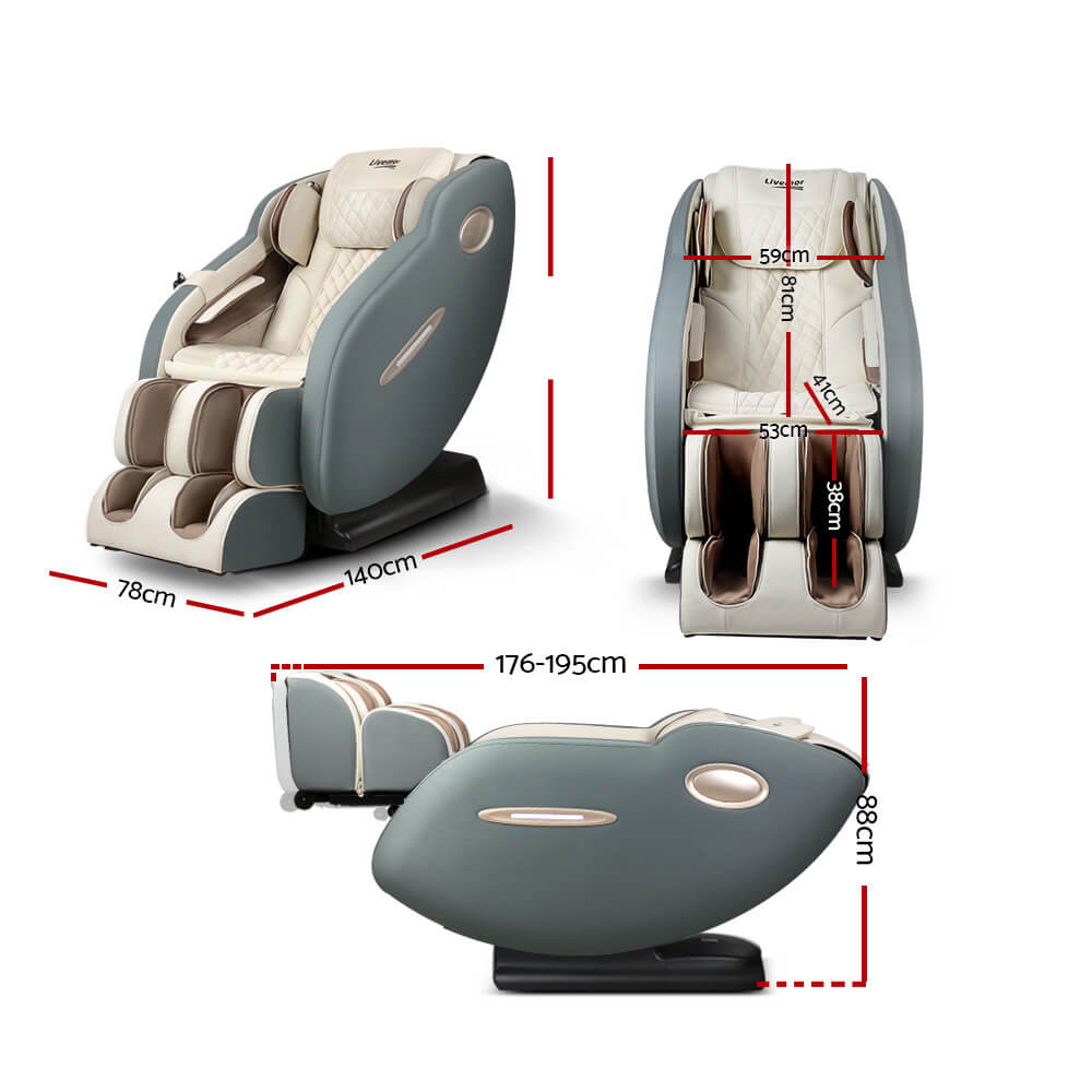 Recliner SL Track Shiatsu Heat Back Massager Livemor Electric Massage Chair Advanced Body Scan, Space-Saving Design, Heated Therapy, 3-Year Warranty