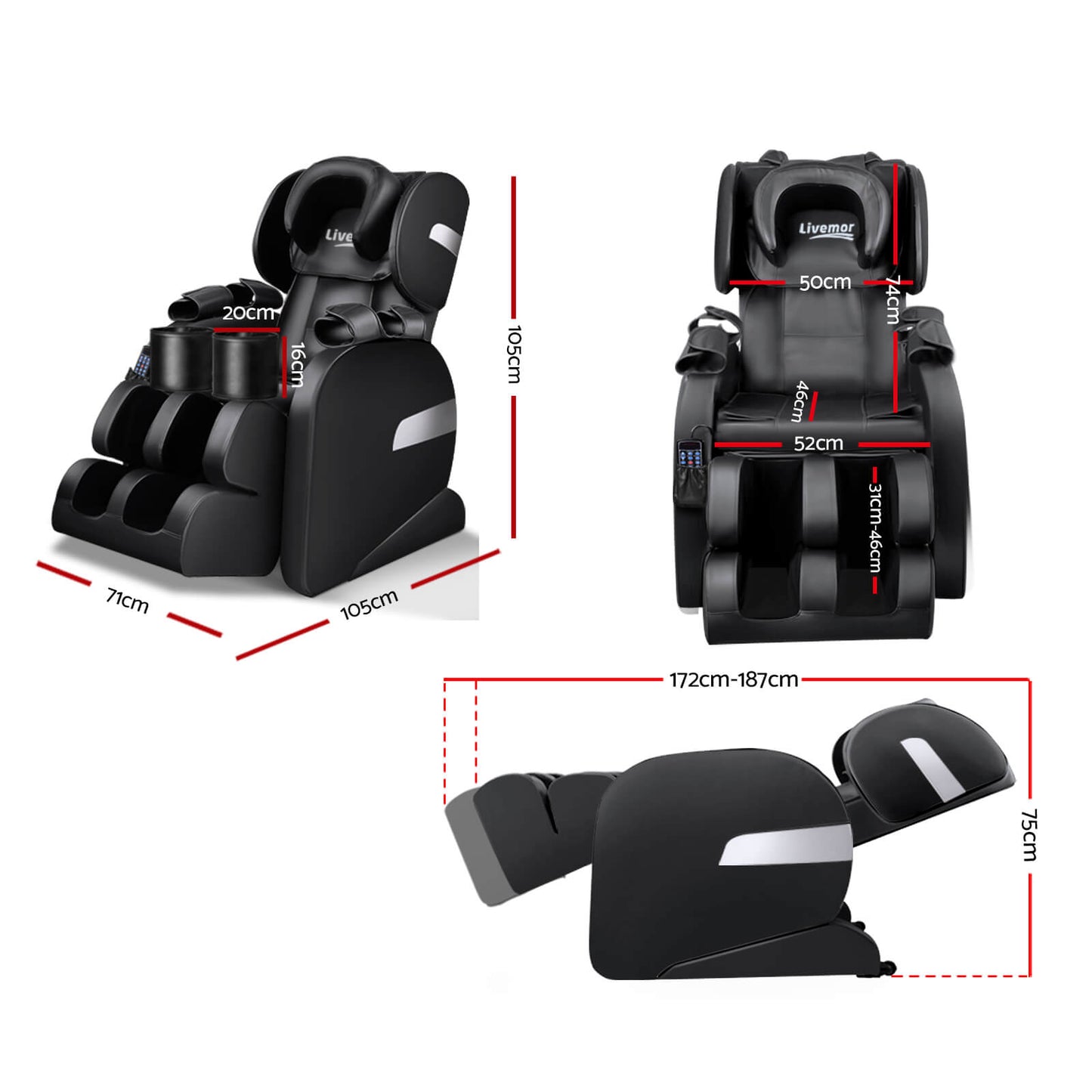 Black Comprehensive Electric Massage Chair Full Body Massage