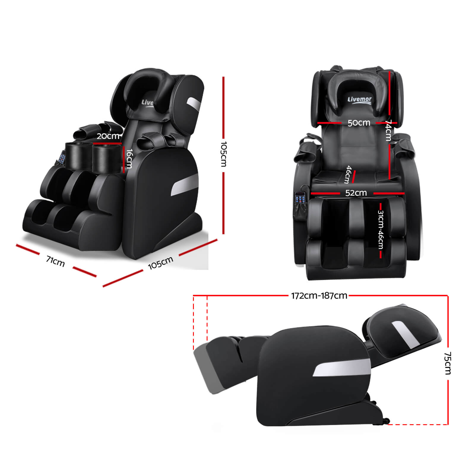 Black Comprehensive Electric Massage Chair Full Body Massage