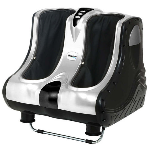 Total Relaxation Experience Livemor Foot Massager - Shiatsu Kneading Rolling, 360° Massage, Foot or Leg Option, 8 Discs for Feet, 4 Discs for Calves, Adjustable Angle