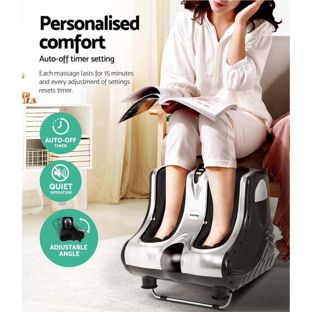 Easy-to-Use & Portable Livemor Foot Massager Shiatsu Kneading Rolling, Simple Control Panel, Portable Carry Handles, Adjustable Angle, Washable Foot Sleeve