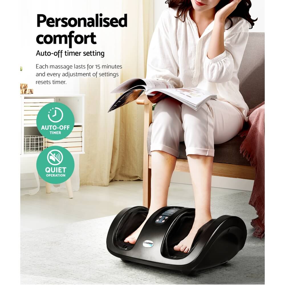 Personalized Massage Experience Livemor Foot Massager 3-Speed Levels, Washable Fabric Liner, Multiple Massage Modes, Powerful Motors, Remote Control
