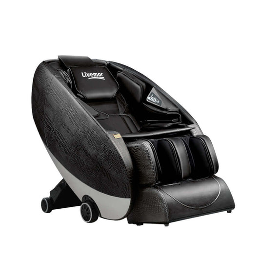 Livemor Massage Chair Deluxe Zero Gravity Electric Massage Recliner Chair (Black) 130cm SL Track, 5 Auto Programs, Buttock Massage, Advanced Body Rollers, Zero Gravity