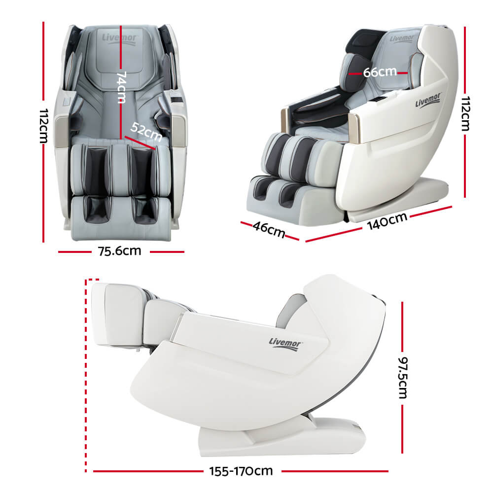 Zero Gravity Electric Massage Recliner Chair Livemor Massage Chair Bed Recliner (Black) SL Track, Body Scanning, 36 Airbags, Waist Heating, Bluetooth, Premium Sound System, Sizes and Dimensions