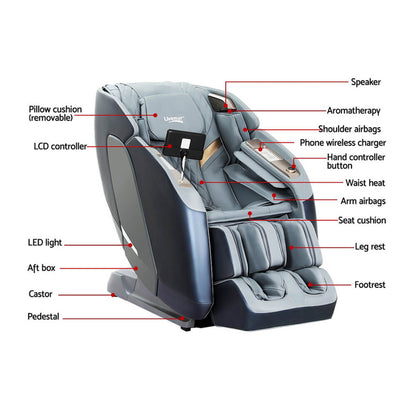 4D MELISA Electric Massage Chair with labeled parts