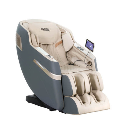Beige and gray 4D SINA Massager Chair Electric with a screen o