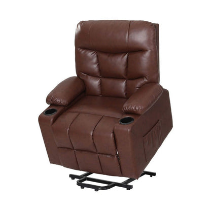 Brown leather recliner ARTISS Comfort lift with cup holders