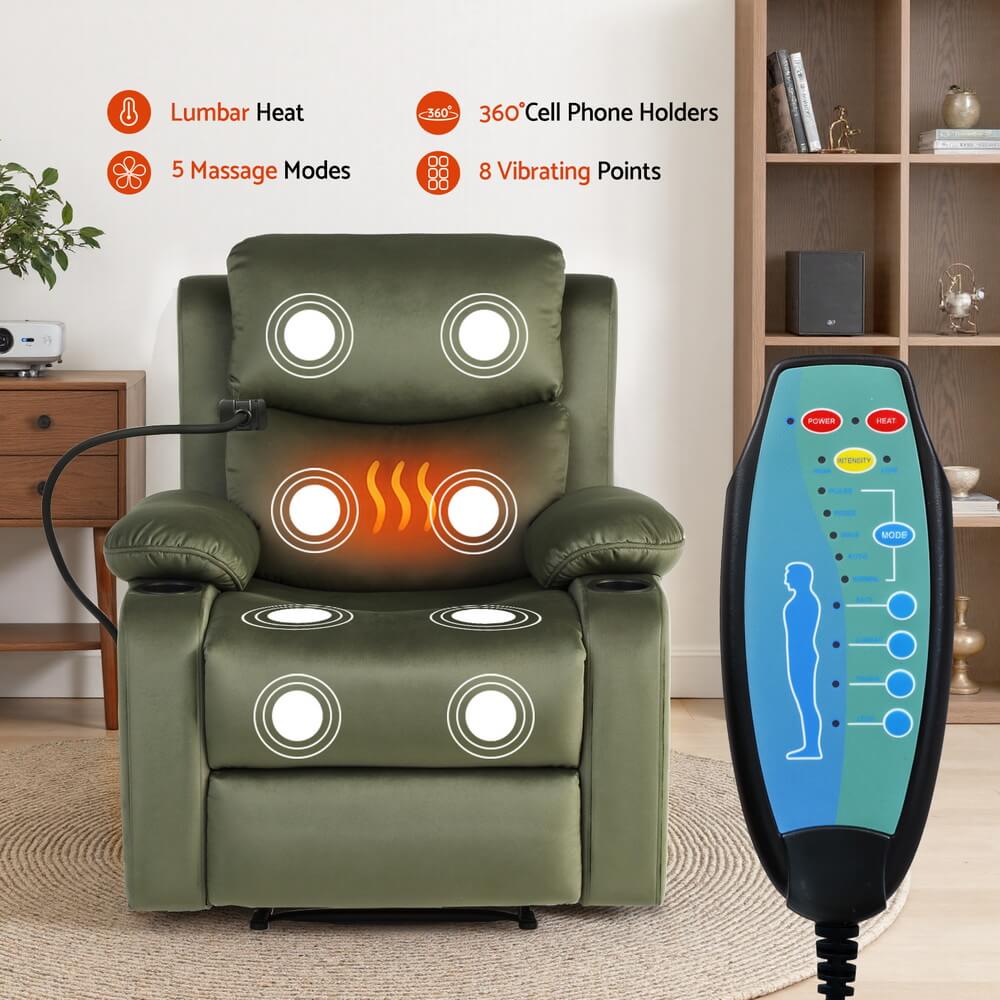 Green ARTISS RECLINER Comfort Massage with massage functions 