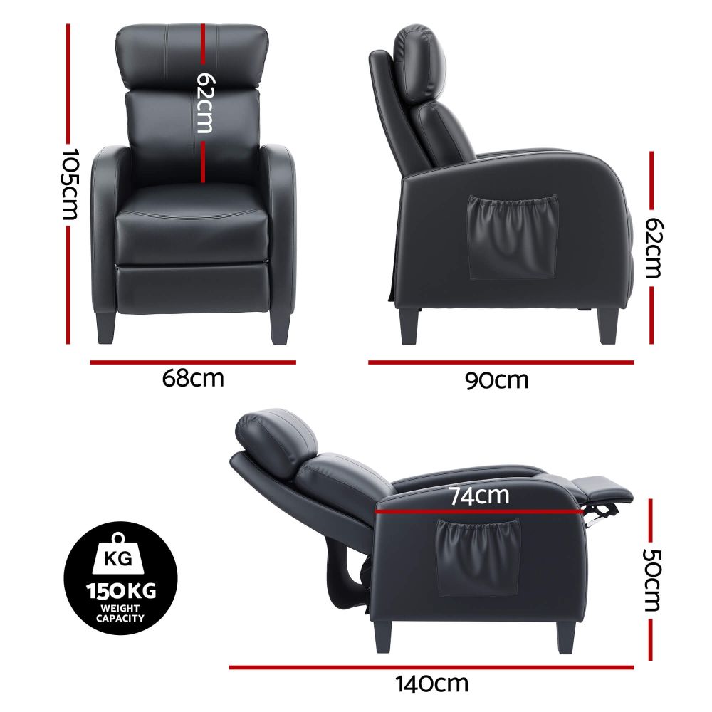 ARTISS RECLINER Compact Lounge chair with dimensions and weight capacity