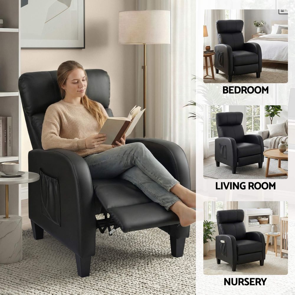 Woman reading a book in a ARTISS RECLINER Compact Lounge chair PU