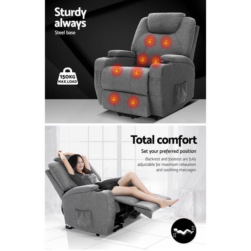 Artiss Electric Recliner Massage Chair Sofa Armchair Fabric