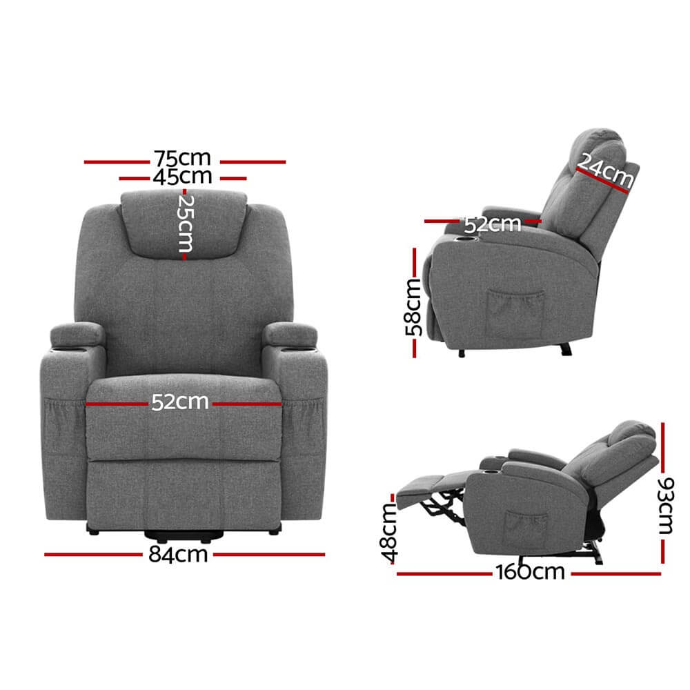 Artiss Electric Recliner lift with dimensions