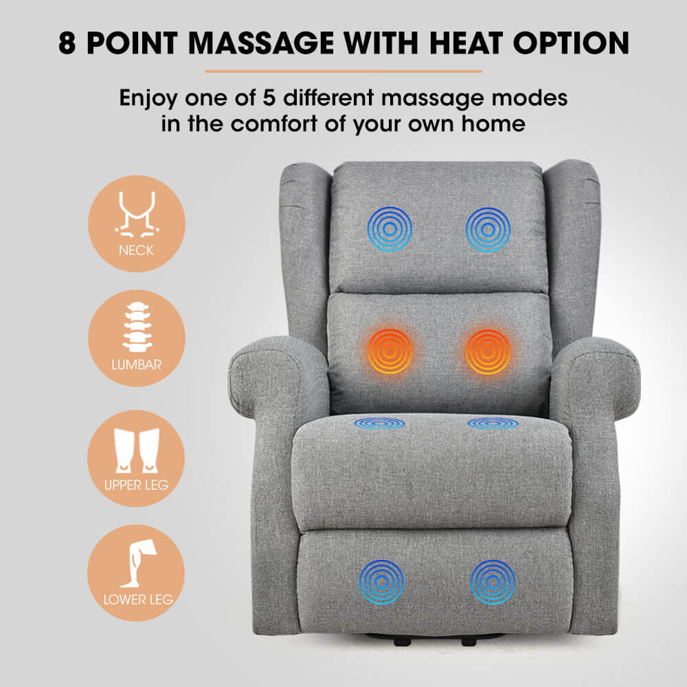 Chair Massager Lifting Mechanism, 8-Point Massage with Heat Option