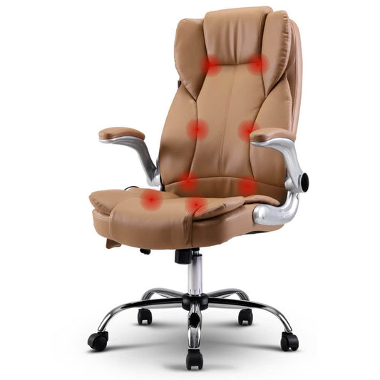 DailyStretch-Artiss-8-Point-Massage-Office-Chair-Front-View-PU-Leat