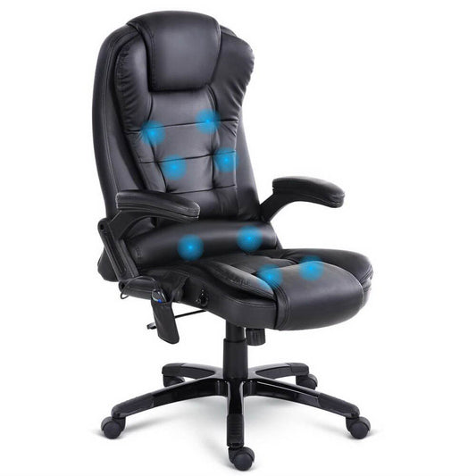 DailyStretch-Artiss-8-Point-Massage-Office-Chair-Front-View-PU-Leath