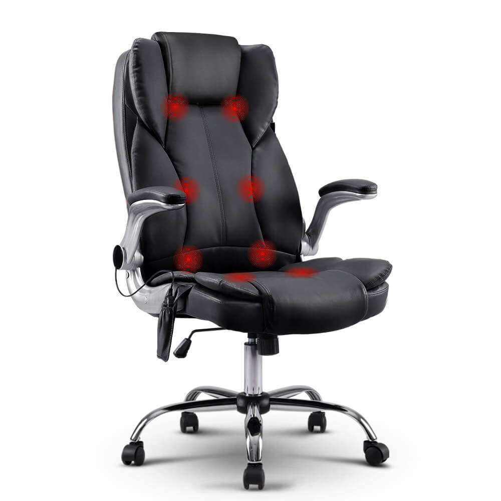 DailyStretch-Artiss-8-Point-Massage-Office-Chair-Front-View-PU-Leat