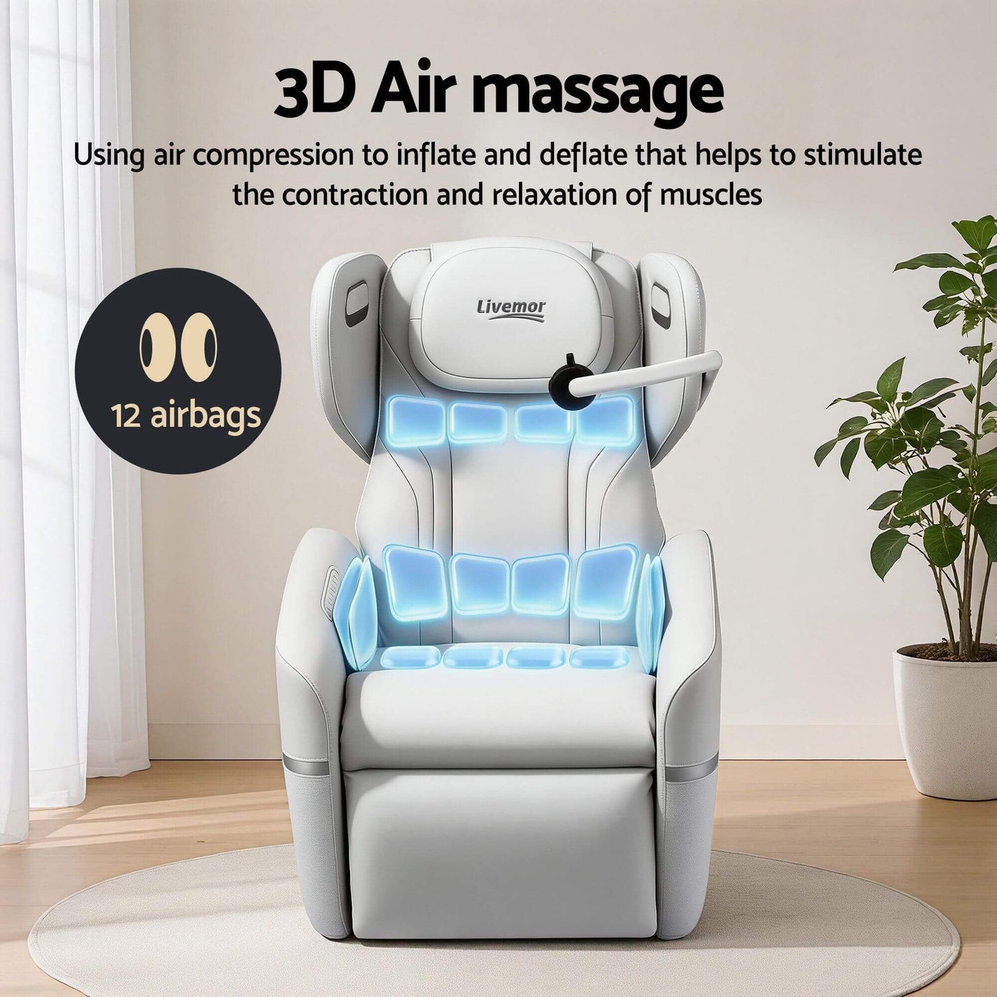 3D air Electric Massage Chair with 12 airbags in a room setting