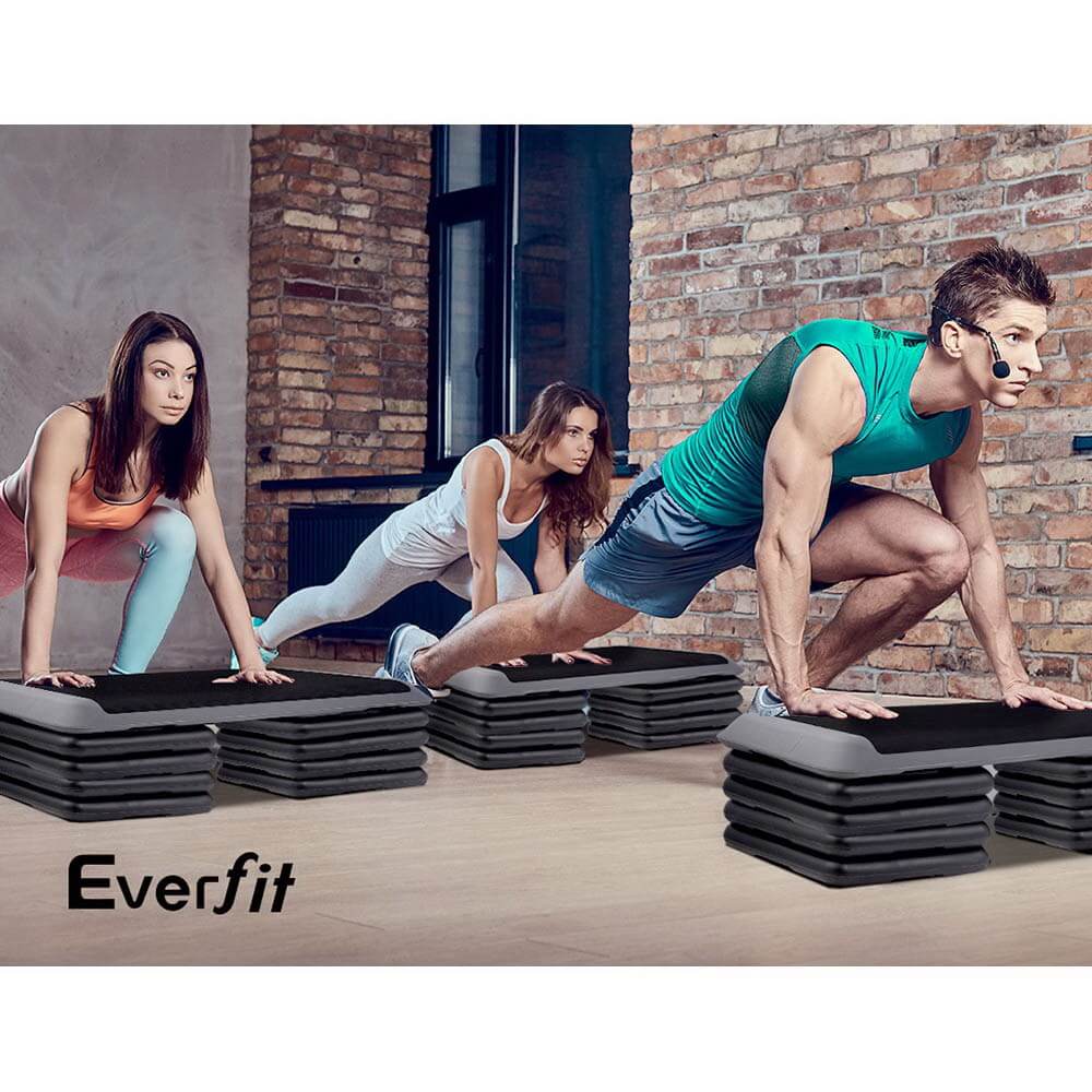 Elevate Your Fitness Level Everfit Set of 4 Step Risers, Adjustable Height Increase by 5cm, Stable and Safe Non-Skidding Pads, Suitable for Home and Commercial Fitness