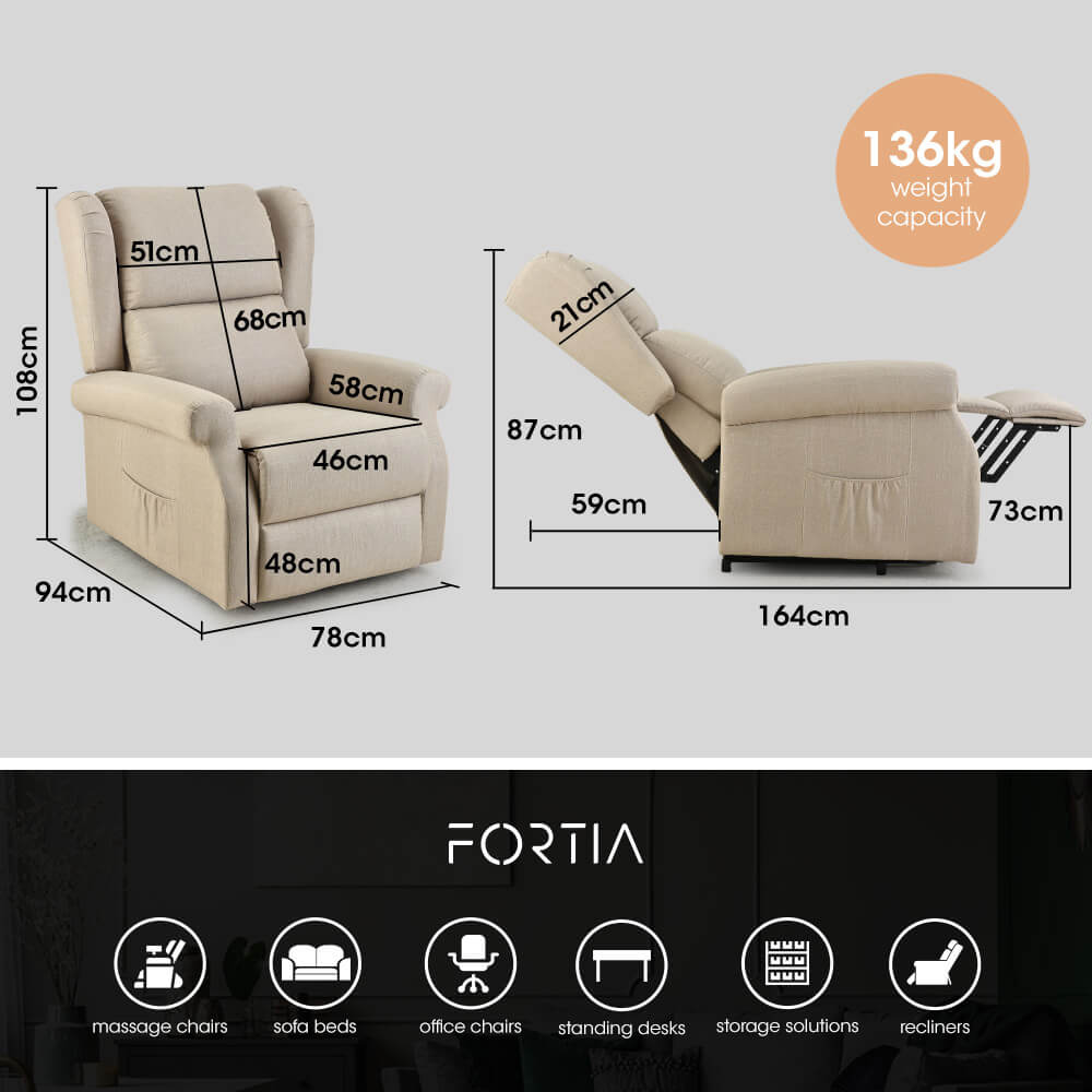 FORTIA Electric Recliner Lift Heat Chair for Elderly, SIZES