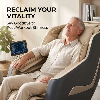 Man using a LIVEMOR 3D OPAL Electric Chair with text 'Reclaim Your Vitality'