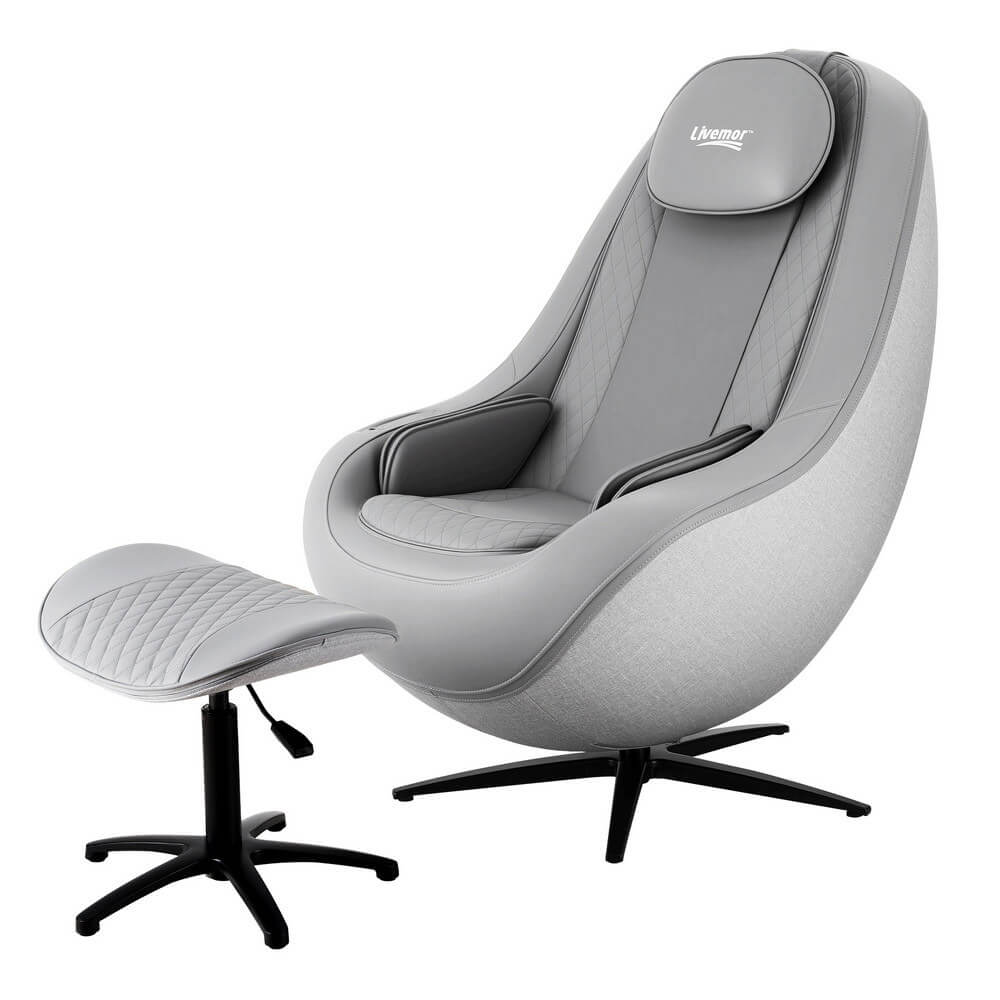 LIVEMOR 3D ROLI Massage Chair with ottoman on a white background