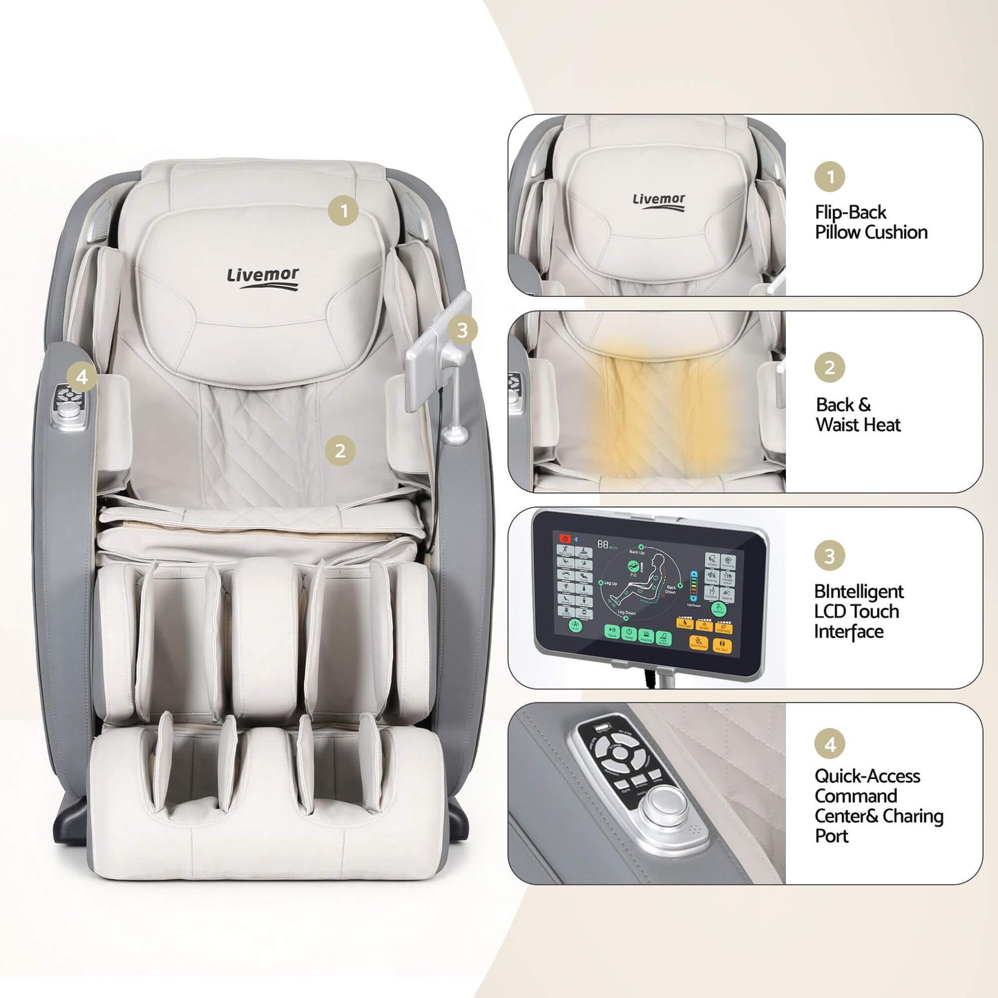 LIVEMOR 4D Heat Electric Massage Chair