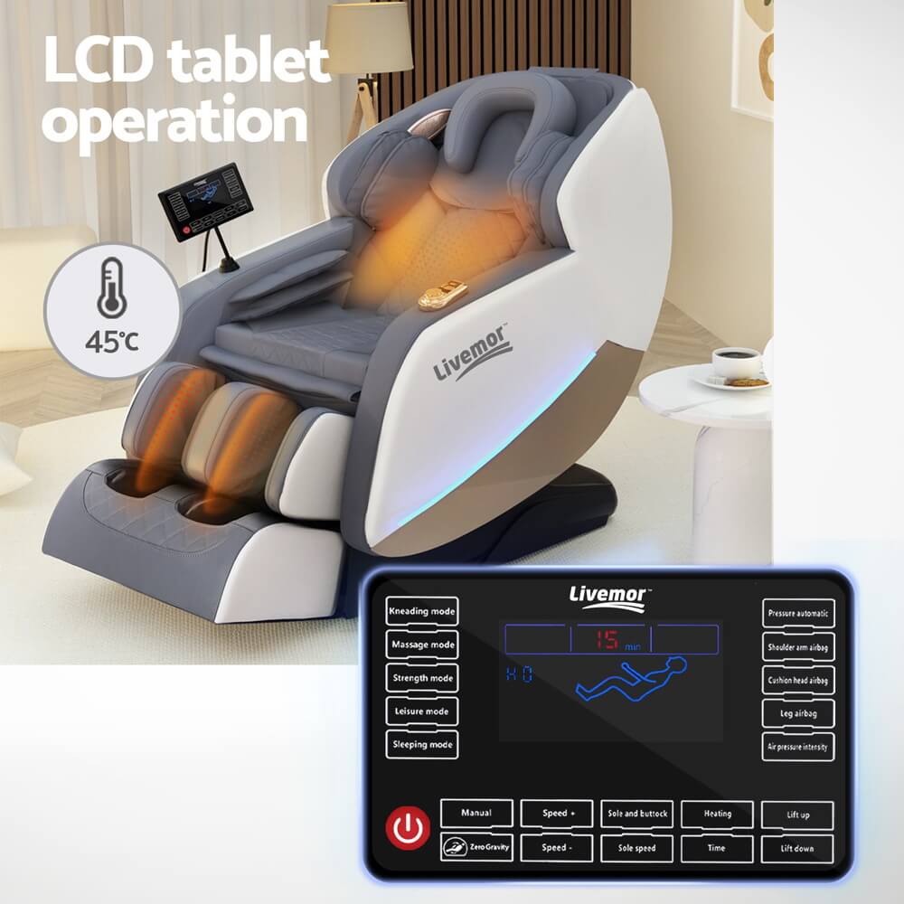 LIVEMOR BERYL Massage Chair with LCD control panel and heating element