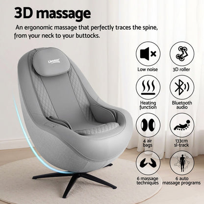 Gray massage chair with features listed on a white background LIVEMOR ROLI Massage Chair