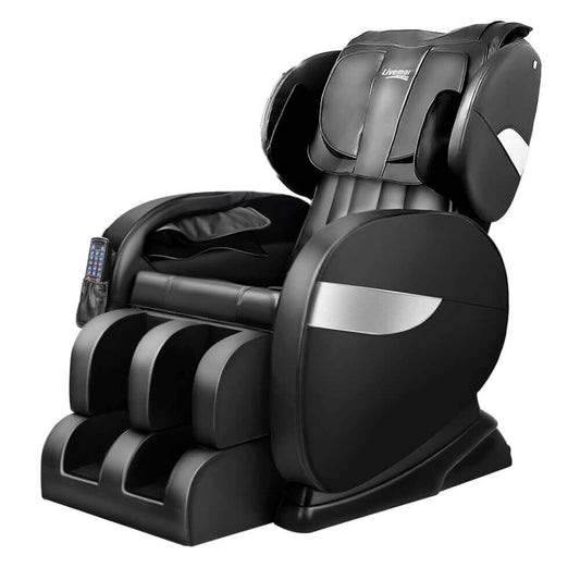 Livemor Electric Massage Chair Delmue Recliner Massager, Black - Full Auto Extension, Zero-Gravity for Ultimate Relaxation and Comfort