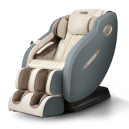Livemor Electric Massage Chair Recliner SL Track Shiatsu Heat Back Massager Deep Tissue Roller, Zero Gravity, Full-Body Programs, 3D Bluetooth Speakers