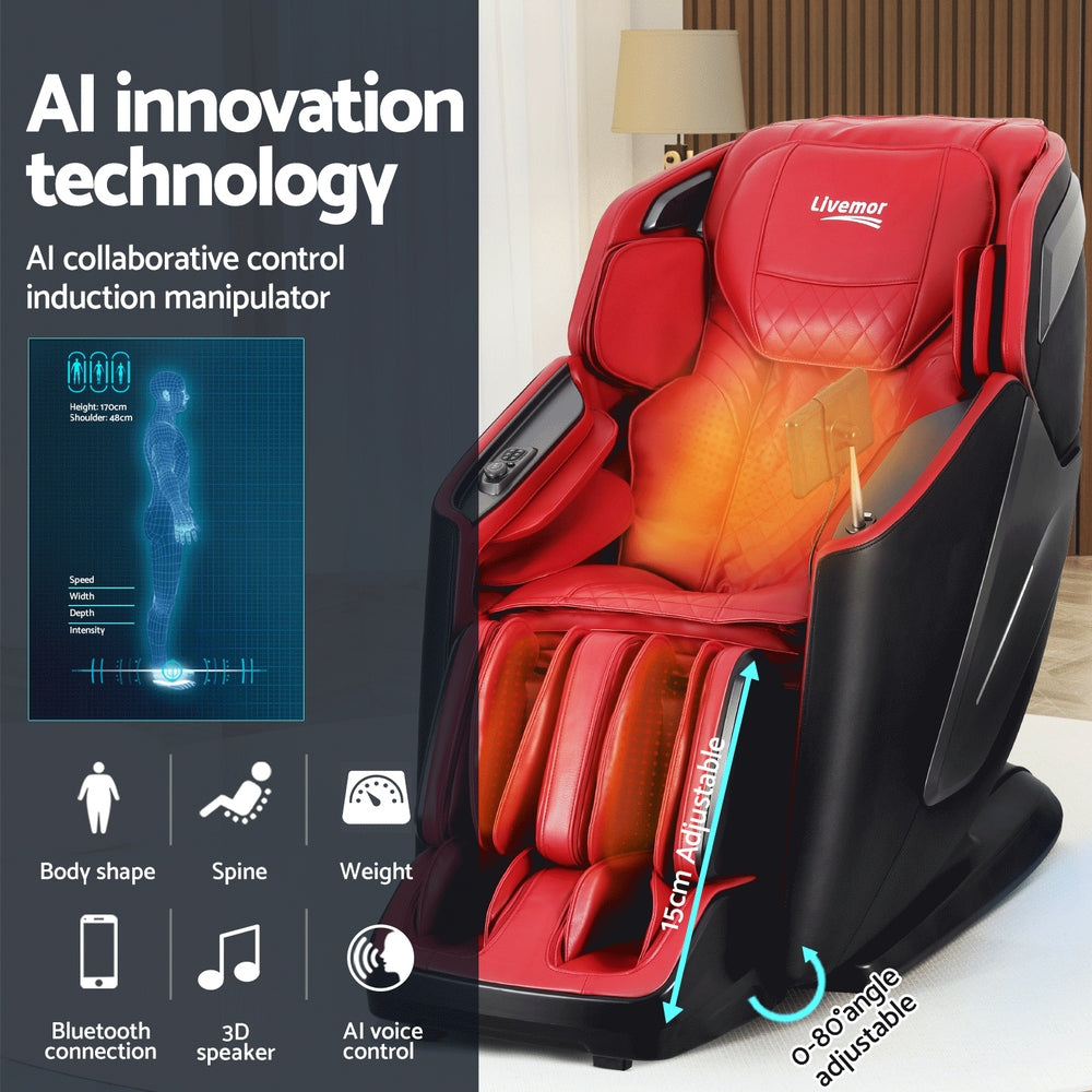 LIVEMOR 4D ALORA Massage Chair Electric Recliner Home Red