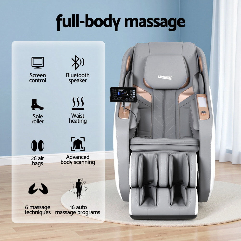 LIVEMOR 4D ROWA Massage Chair | Zero-Gravity, Heat Relief