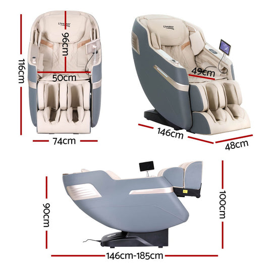 Livemor 4D SINA Massage Chair Electric Recliner Home Massager Gray