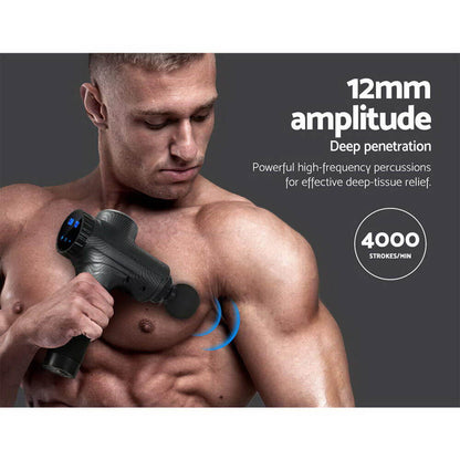 Powerful Massage Gun: Everfit Electric Muscle Tissue Percussion, High-frequency Vibration, Customisable Speed Levels, Long-lasting Battery
