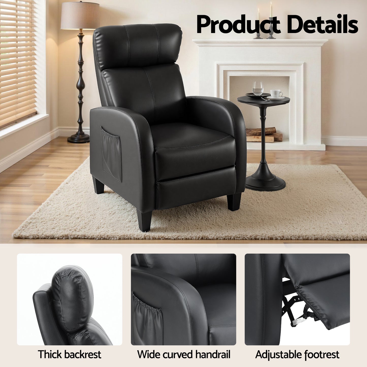 ARTISS RECLINER CompactLounge Massage Chair – Black PU