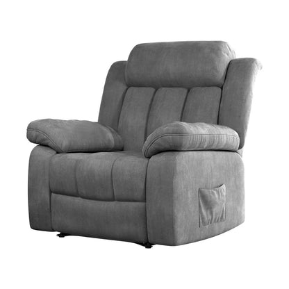 ARTISS RECLINER Electric Chair Massage Chair Velvet Lounge Sofa Heated Grey