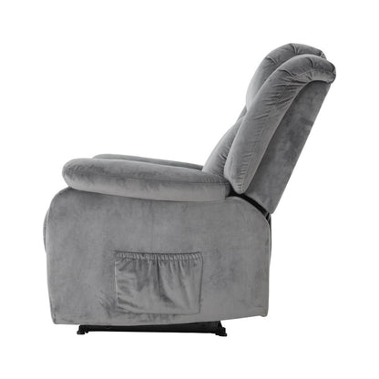 ARTISS RECLINER Electric Chair Massage Chair Velvet Lounge Sofa Heated Grey