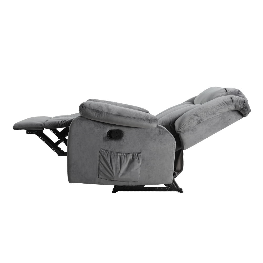 ARTISS RECLINER Electric Chair Massage Chair Velvet Lounge Sofa Heated Grey