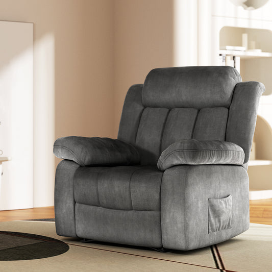 ARTISS RECLINER Electric Chair Massage Chair Velvet Lounge Sofa Heated Grey
