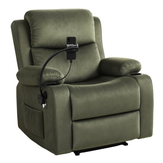 ARTISS RECLINER Chair Heated Massage Chair with Phone Holder Velvet