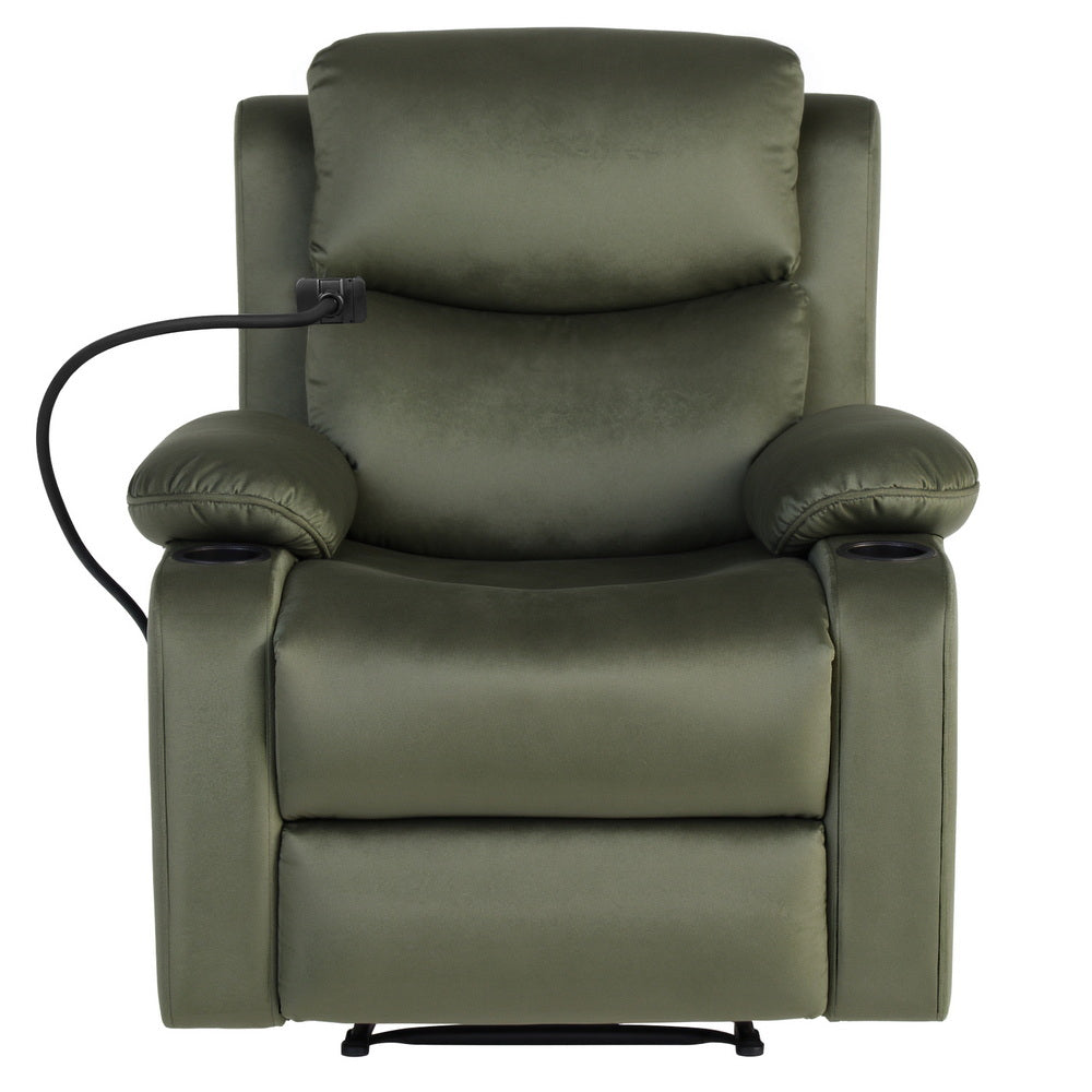 ARTISS RECLINER Chair Heated Massage Chair with Phone Holder Velvet