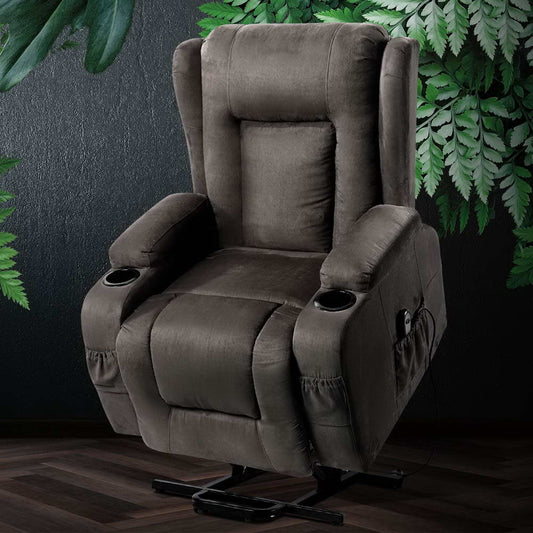 ARTISS RECLINER ComfortLift Rukwa Massage Chair – Mocha Velvet