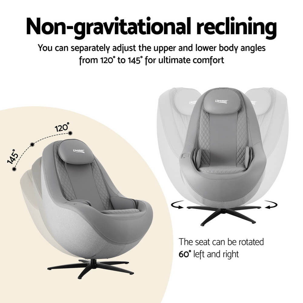 Reclining Massage Chair Electric with adjustable angles on a white background